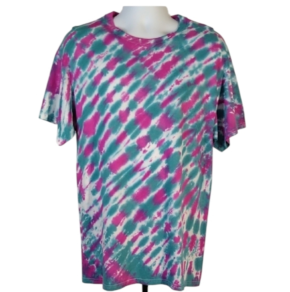 New Gildan Tie-Dye T-Shirt - Pink and Teal